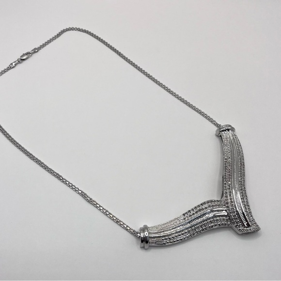 2 CT Natural Diamond Rhodium Evening Necklace - Picture 6 of 9